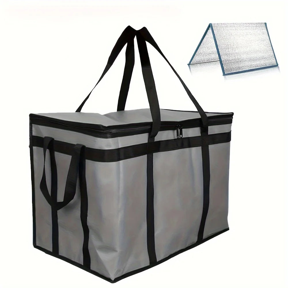 XXXL Large Capacity Insulated Pizza Delivery Bag Set with Removable Hard Bottom, 3-Layer Reusable Warming Carrier