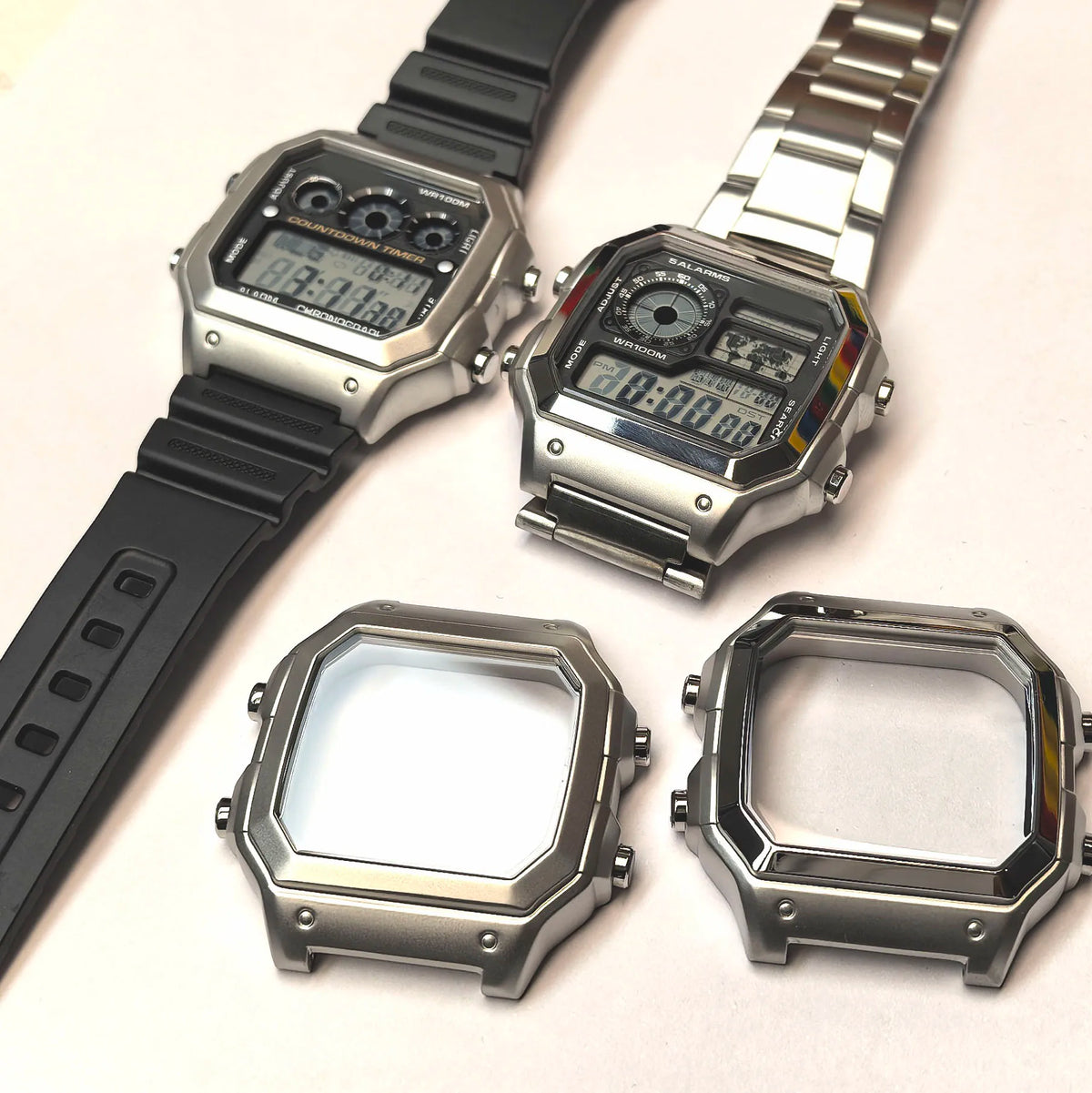 Casio AE-1200WH Stainless Steel Watch Case - Metal Case Mod Kit for AE1200 Watches