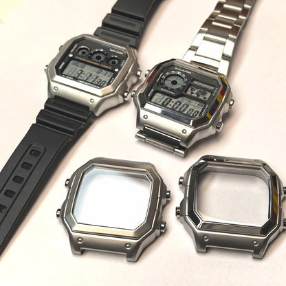 Casio AE-1200WH Stainless Steel Watch Case - Metal Case Mod Kit for AE1200 Watches