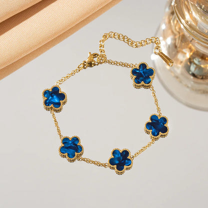 Adjustable Stainless Steel Flower Bracelet - Classic Luxury Women's Fashion Jewelry Gift