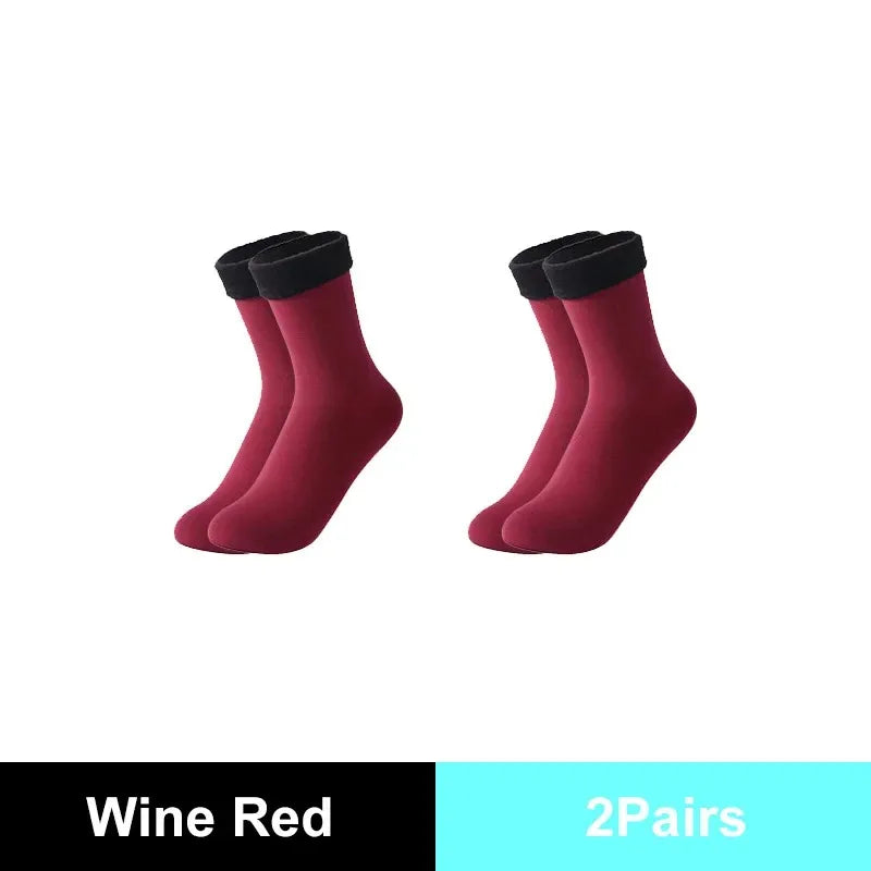Winter Thermal Wool Socks for Women – Thick Cashmere Velvet Seamless Snow Socks, Black Unisex Warm Socks