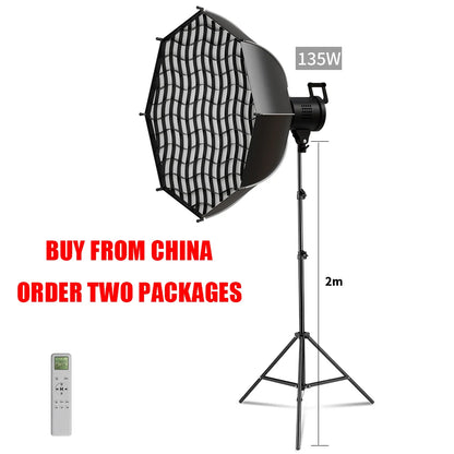 Bowens 135W LED Photography Studio Light Kit - Dimmable Video Lamp with 2m Tripod, 3000–6500K & 3 Colors