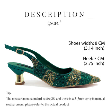 Women’s Green Rhinestone Shoe & Bag Set - Italian Luxury Style Wedding & Party Accessories