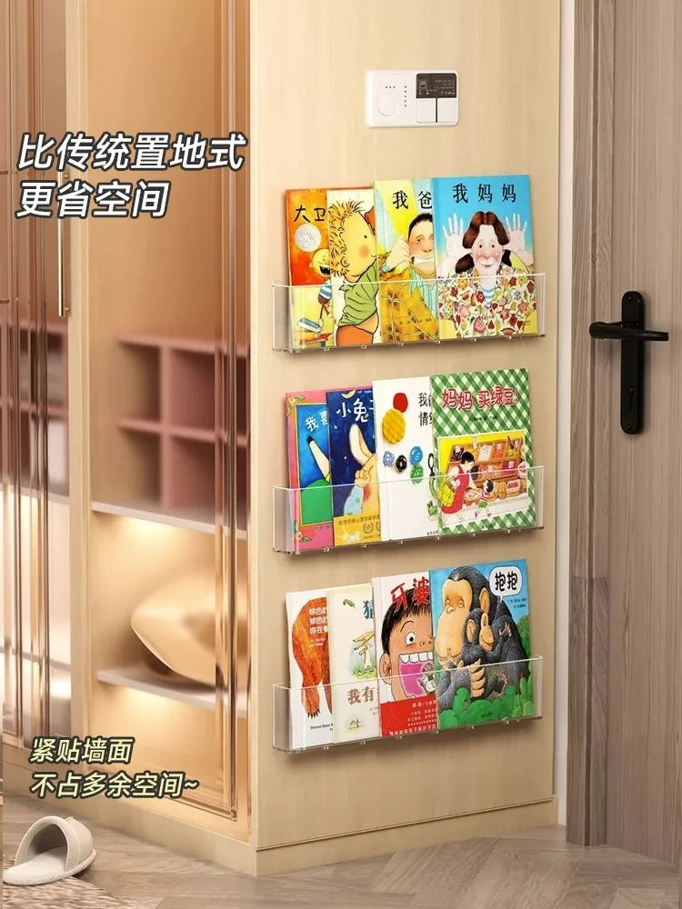 Acrylic Picture Book Display Stand – Wall Hanging Bookshelf for Children's Books, Magazines, and Storage Behind the Door