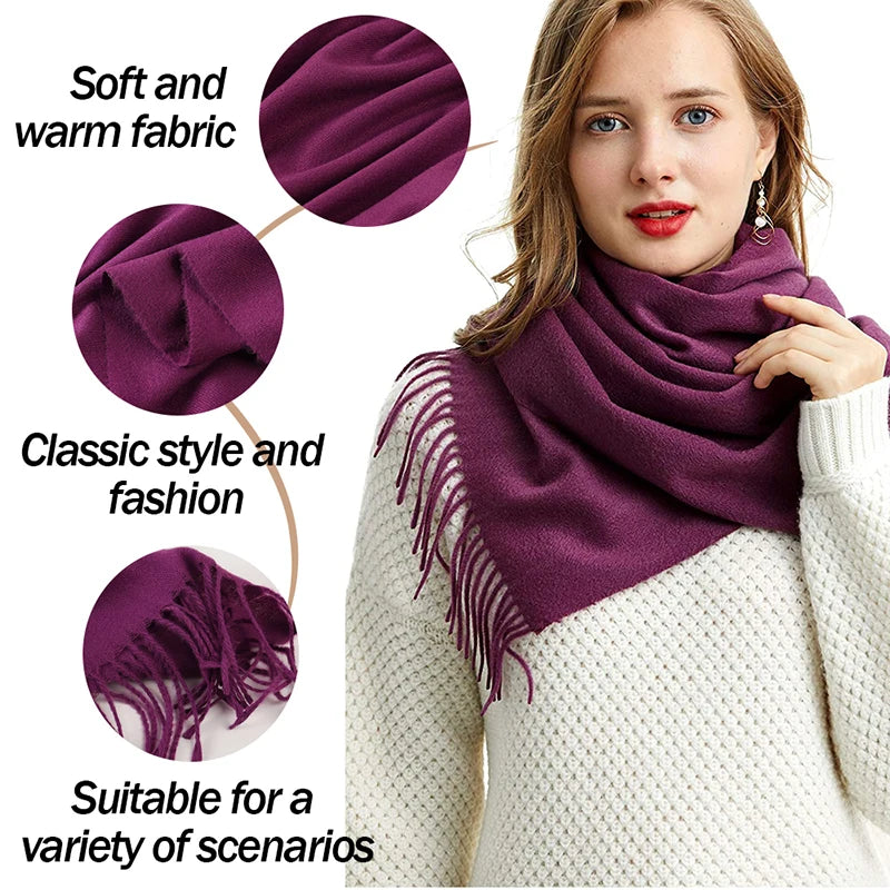 Women's Pashmina Scarf — Cashmere Feel Shawl & Wrap for Evening Dresses, Travel, Office, Winter, and Weddings