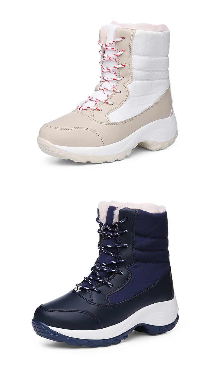 Women's Winter Snow Boots – Plush Lined Platform Flat Casual Shoes for Warmth and Comfort