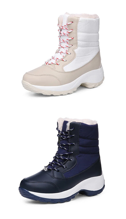 Women's Winter Snow Boots – Plush Lined Platform Flat Casual Shoes for Warmth and Comfort