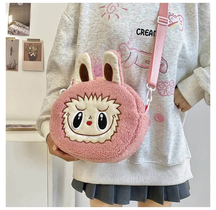 Labu Cartoon Crossbody Plush Bag – Kids Backpack & Shoulder Bag Doll Change Purse, Perfect Gift for Girls