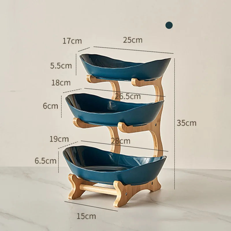 2/3 Layer Fruit Plate & Snack Dish - Modern Plastic Candy Basket, Cake Stand & Salad Bowl for Home Living Room