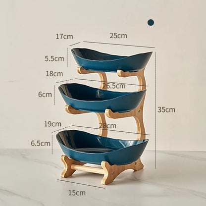 2/3 Layer Fruit Plate & Snack Dish - Modern Plastic Candy Basket, Cake Stand & Salad Bowl for Home Living Room