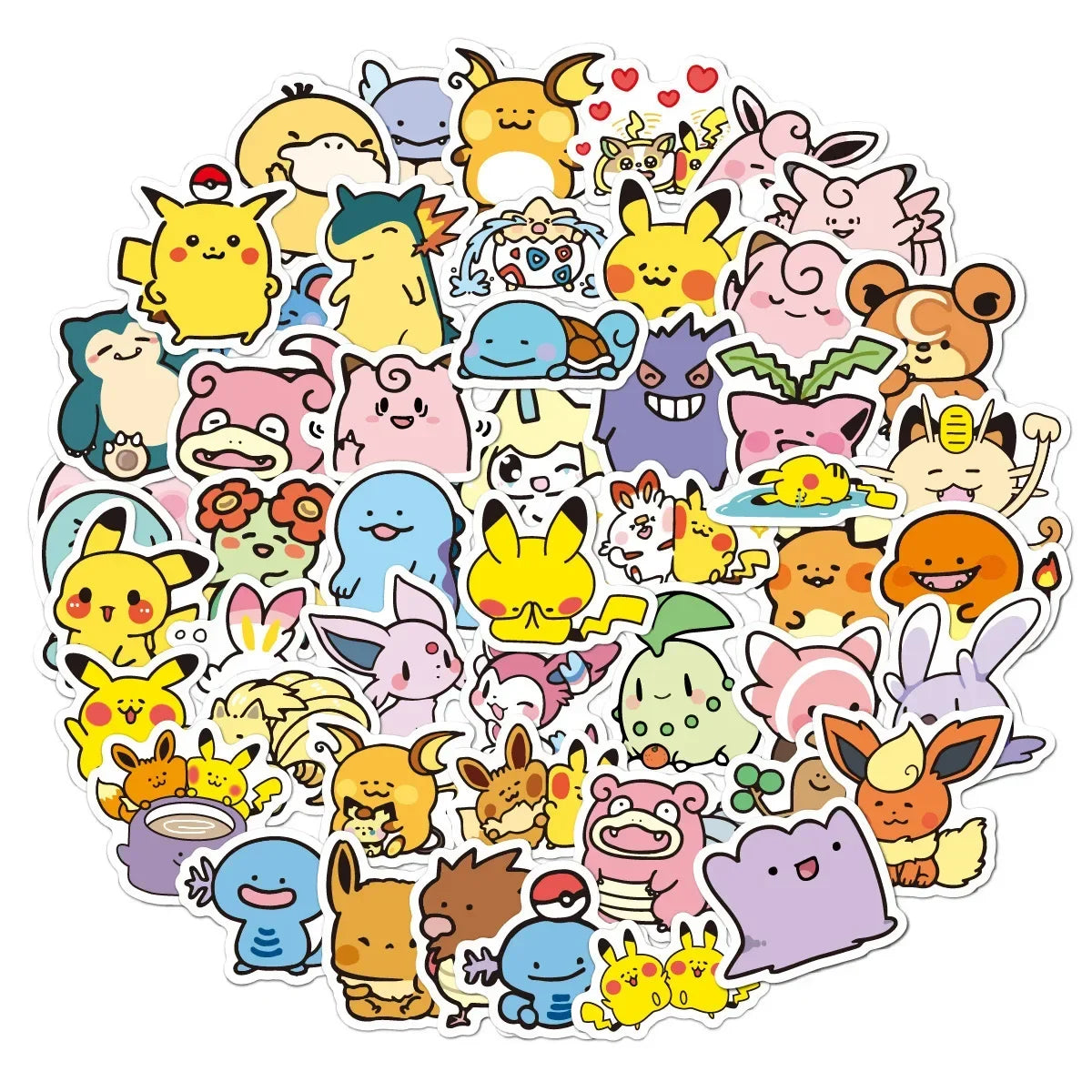 Pokemon Anime Cartoon Stickers 50–100PCS - Cute Waterproof-Style Decals for Laptops, Motorcycles, Stationery and DIY Crafts