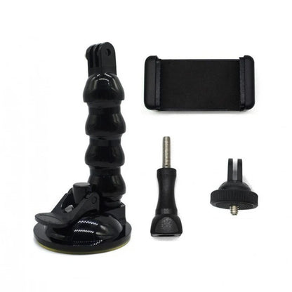Suction Cup Car Mount with Tripod Adapter — Phone & GoPro Holder for Action Cameras