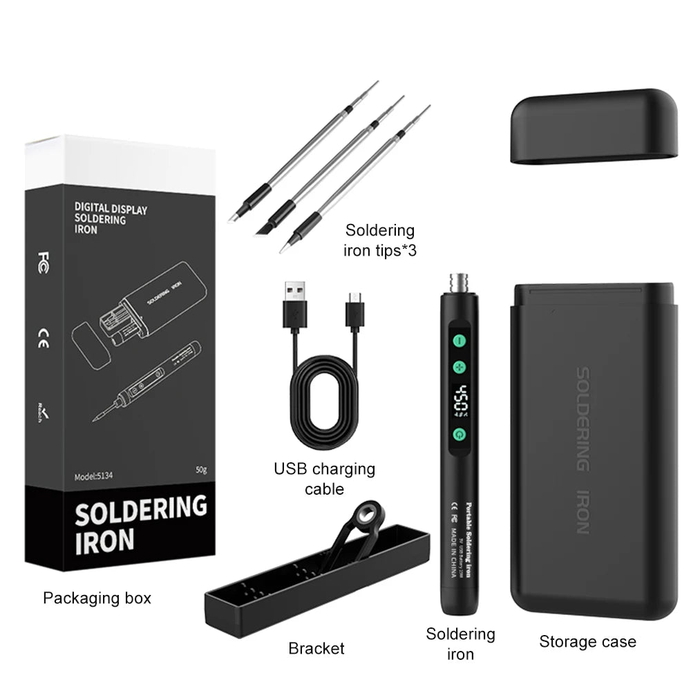 Type-C Digital Soldering Iron Kit - Adjustable Temperature Mini Electric Repair Tool with Fast Heating