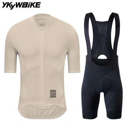 YKYWBIKE Cycling Jersey & Bib Shorts Set — Classic MTB Bike Clothing with Reflective Details