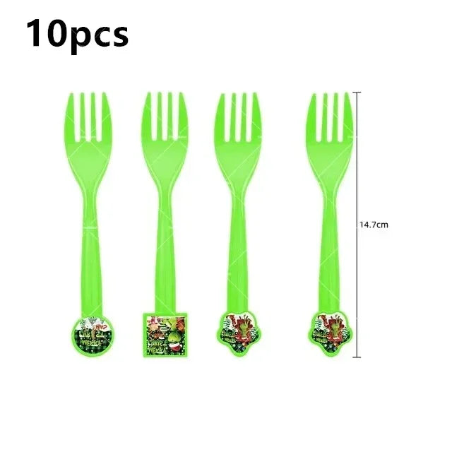 Grincs Christmas Party Balloon Decoration Set – Merry Xmas Banner Cake & Disposable Tableware Supplies Green Red