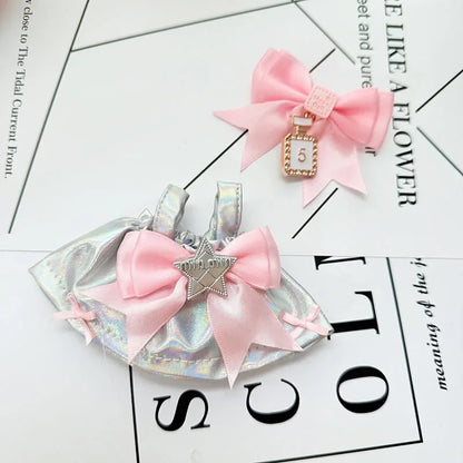 15-17cm Labubu Doll Clothes Set — Trendy Cute Laser Dress with Hairband Accessories