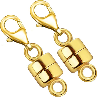 4pcs Magnetic Necklace Clasps - 14K Gold & Silver Plated Jewelry Clasp Converters with Lobster Closure