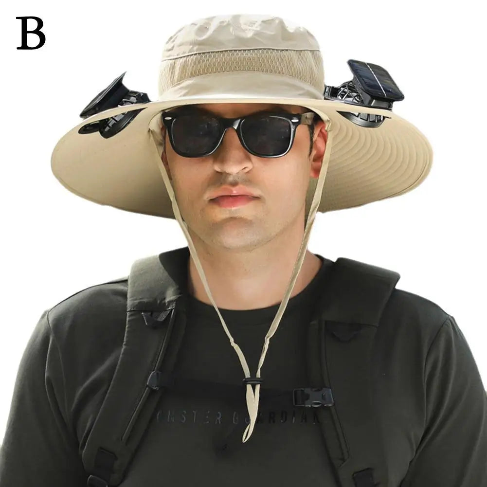 Solar Powered Fan Hat – Outdoor Camping & Fishing Sun Protection Cap with Portable Cooling Fan