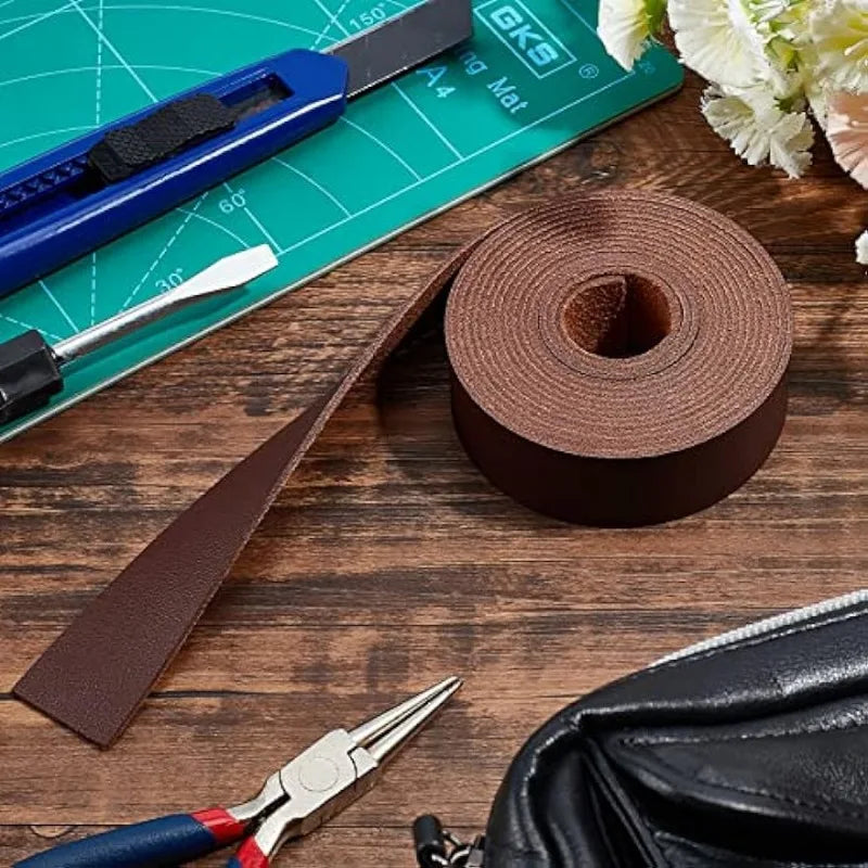 6.6FT Leather Strip 1" Wide — Double-Sided Smooth Leather for DIY Craft Projects