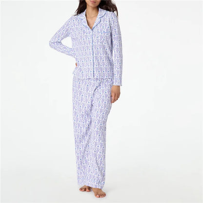 Roller Rabbit Monkey Pajamas Set – Cute Y2K Long Sleeve 2-Piece Loungewear & PJ Pants for Women