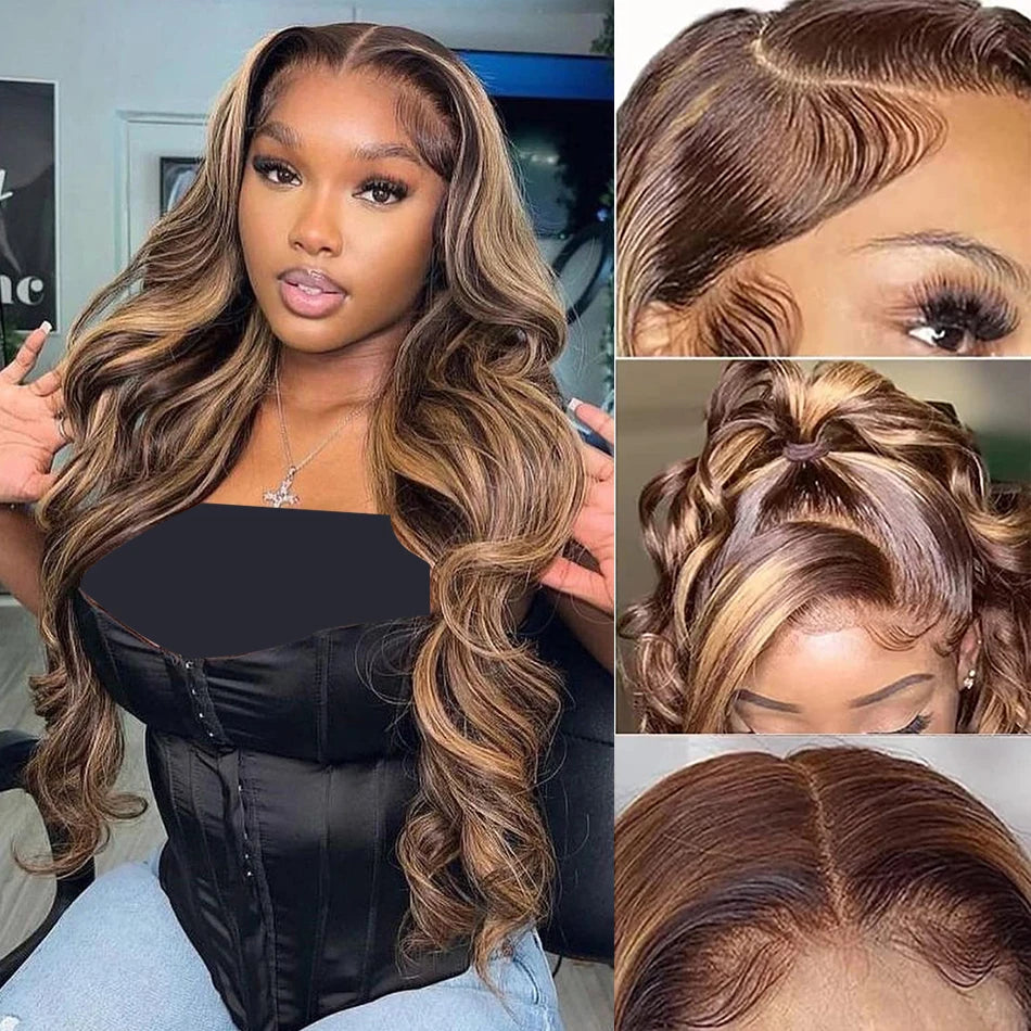 Highlight Blonde Body Wave Wig – 13x6 HD Lace Frontal, Human Hair 13x4 Lace Front Wig