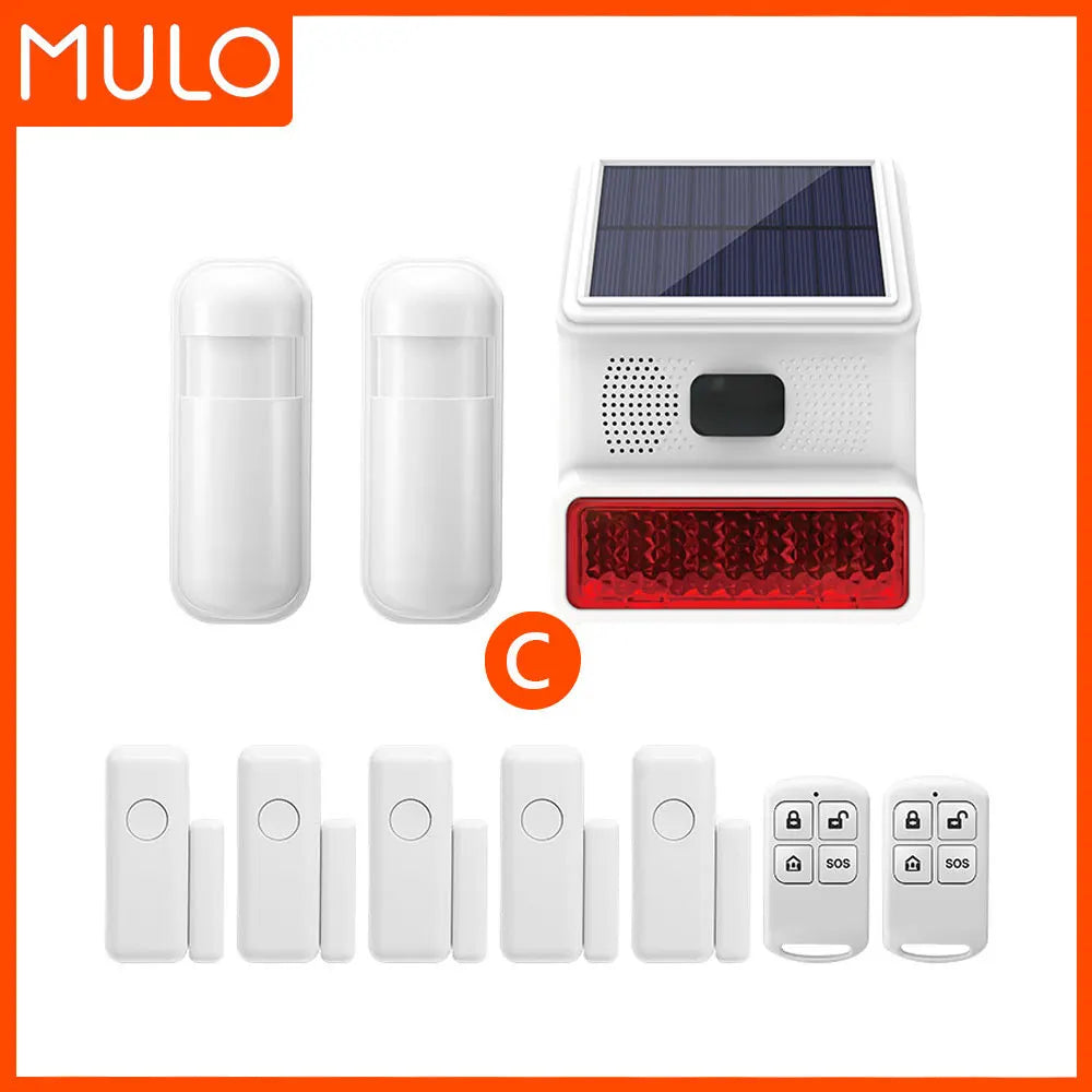 Upgraded Wireless Solar Outdoor Alarm – 433MHz Waterproof LED Flash Security for Home, Garage & Carport