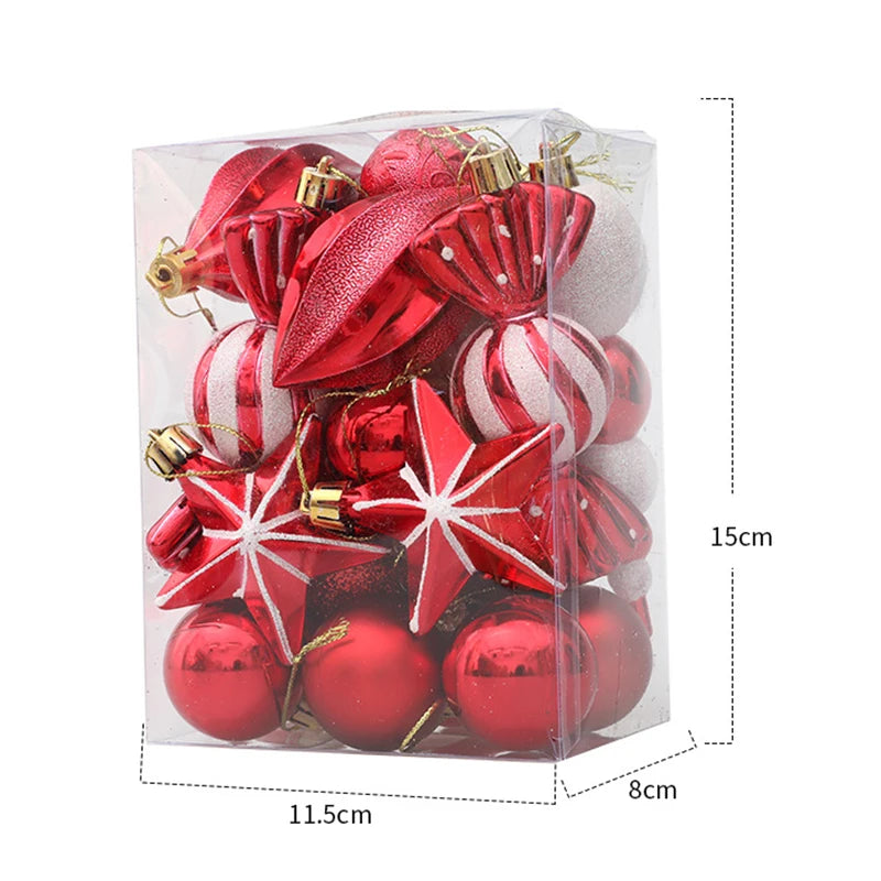 Red Christmas Tree Ball & Candy Cane Ornament Set – Large Hanging Pendants for Holiday Home Decor 2024