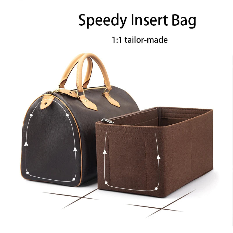 WUTA Felt Insert Bag Organizer — Inner Liner for LV Speedy 20/25/30/35 Handbags, Makeup & Travel Purse Storage