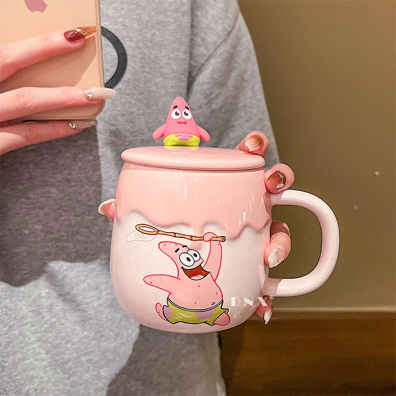 Potdemiel SpongeBob & Patrick Star Ceramic Mug — Kawaii Cartoon Anime Water Cup, Cute Gift for Friends’ Birthdays