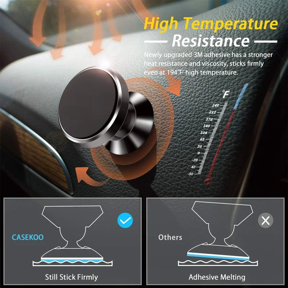 Magnetic Car Phone Holder - Secure Dashboard Mount for iPhone, Samsung, Xiaomi, Huawei, OnePlus, and GPS Devices