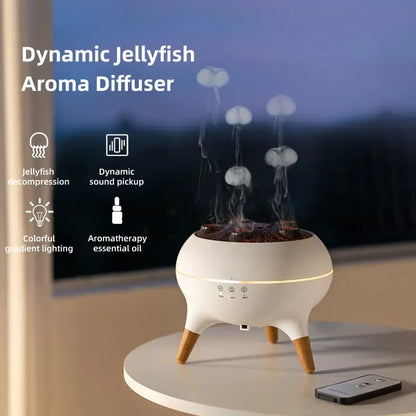 Dynamic Jellyfish 250ml Air Humidifier — Essential Oil Diffuser with Remote Control and 7-Color Night Lights for Bedroom