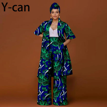 African Ankara 2-Piece Suit Set for Women - Traditional Print Jacket & Pants for Office, Business & Party Wear