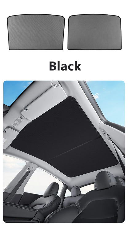 Split Sunshade for Tesla Model 3 (2017-2023) & Model Y – Front & Rear Sunroof Windshield Skylight Glass Roof Cooling Shade