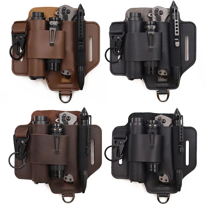 EDC Tactical Tool Holster - Outdoor Waist Storage Pouch for Flashlight, Knife & Wilderness Survival Gear
