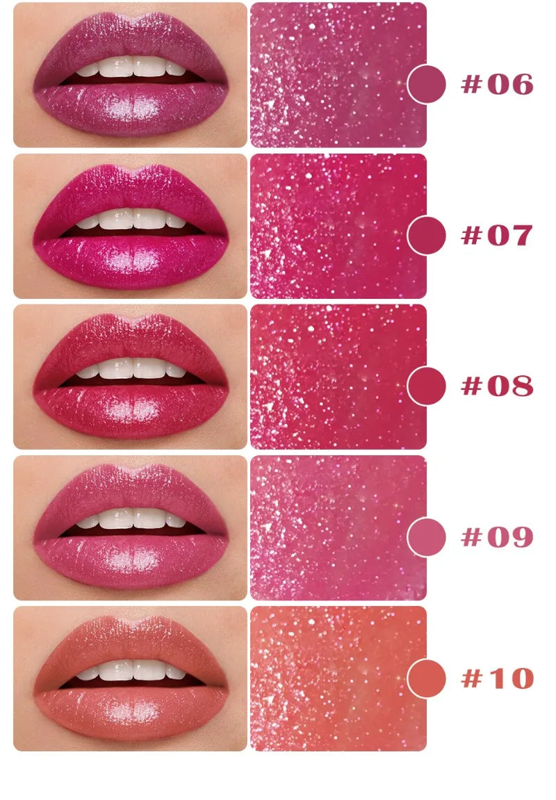 Diamond Pearlescent Waterproof Lipstick – Long-Lasting Matte Velvet Red Lip Makeup Cosmetics