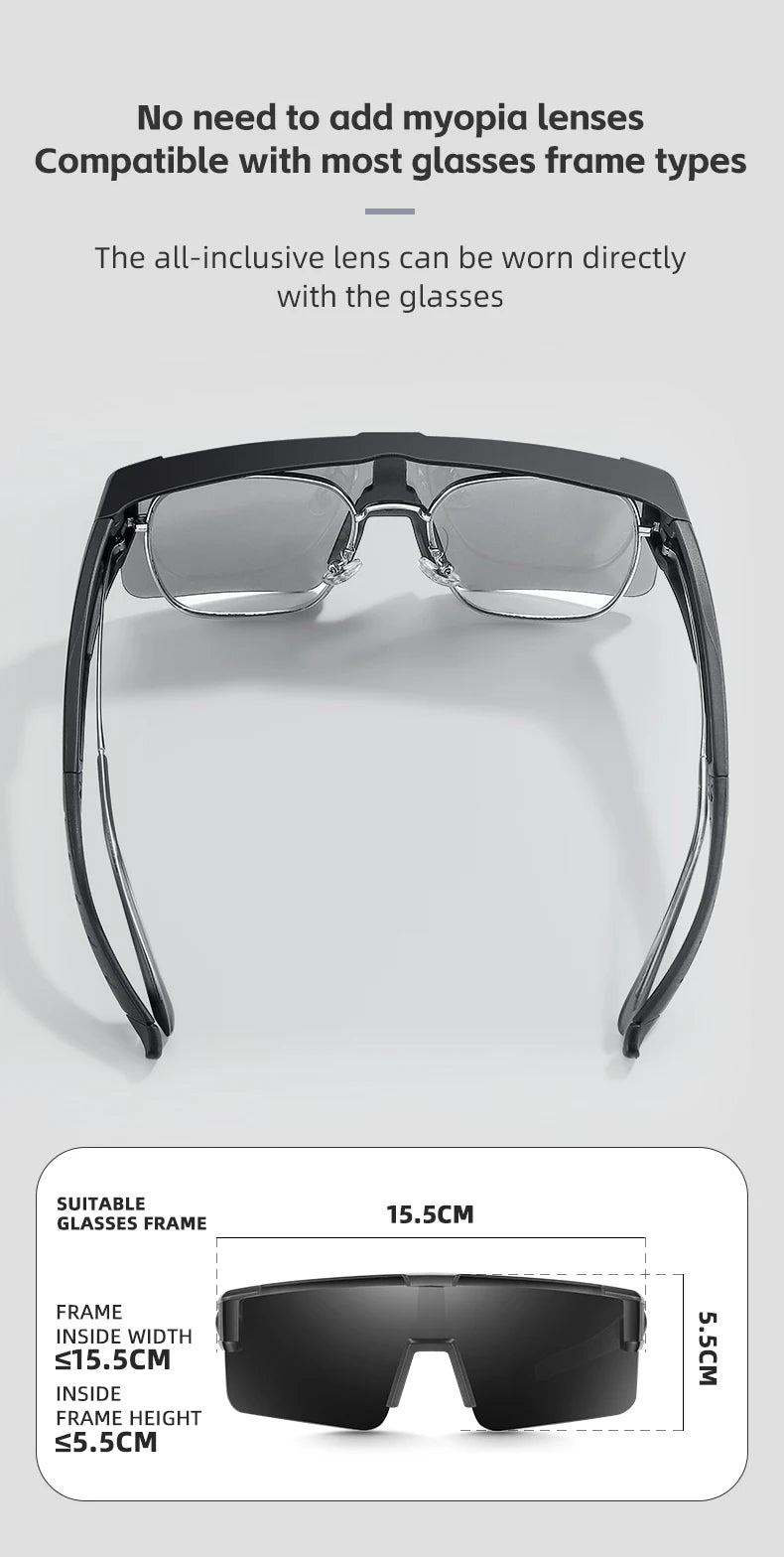 WEST BIKING Large Frame Cycling Glasses — Polarized Photochromic Sunglasses Fit Over Myopic Goggles