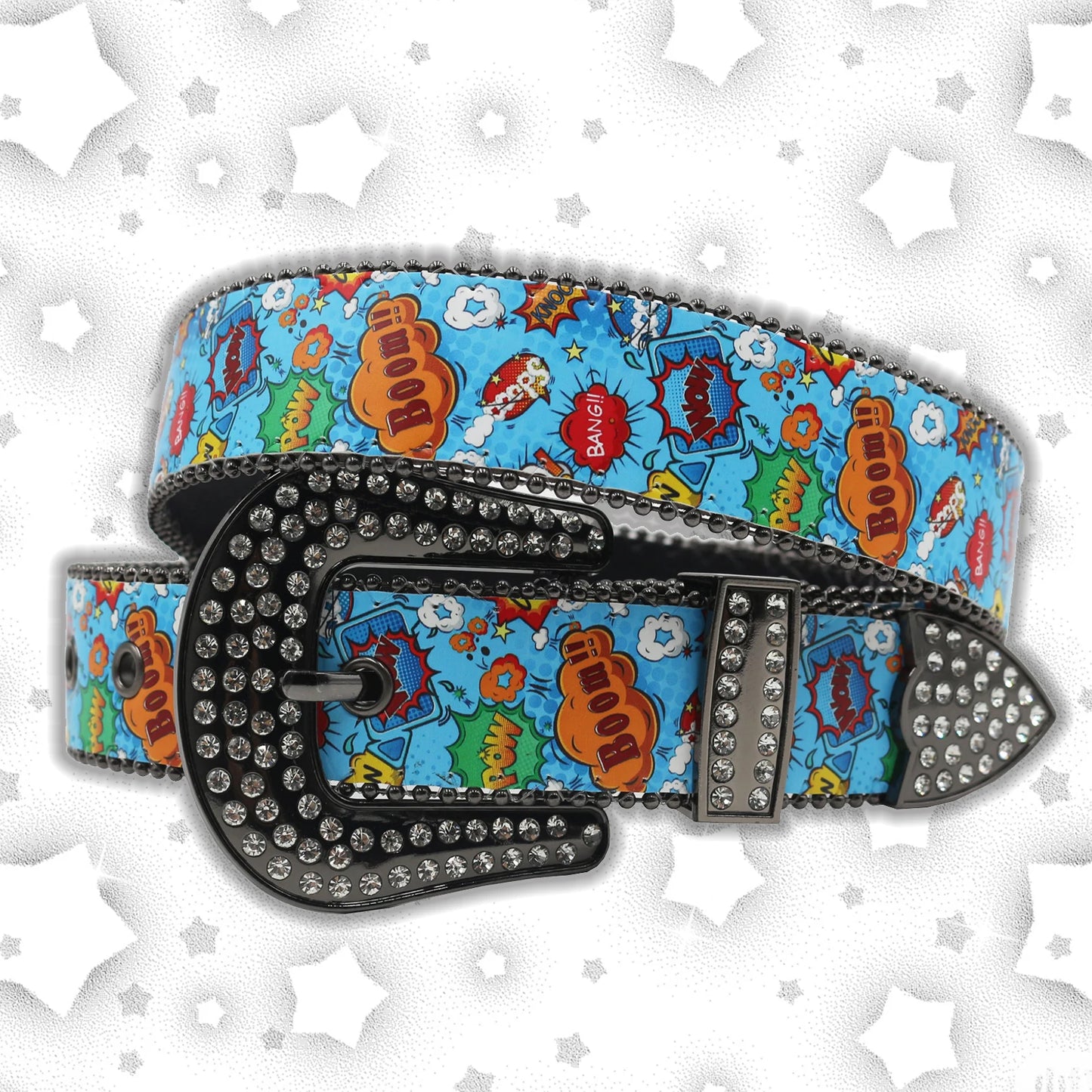 Nice Brand Three Skull Rhinestone Belt – Western Punk Hip-Hop Style for Men & Women