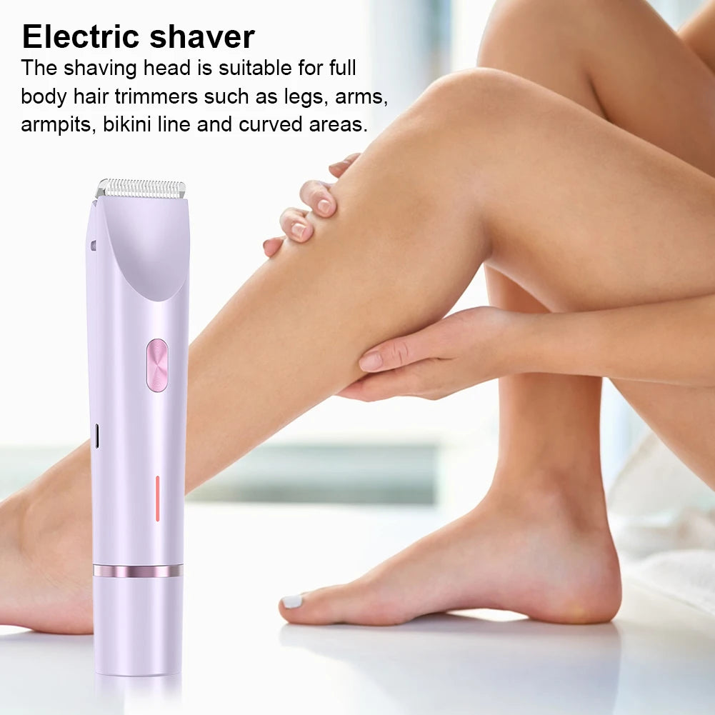 Women’s 2-in-1 Electric Razor – Dual-Head Painless Wet & Dry Bikini Trimmer with Detachable Head Shaver