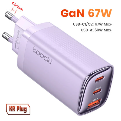 Toocki 67W GaN USB-C Charger — Digital Display Quick Charge PD PPS QC4.0 for MacBook, Laptop, iPad, iPhone 15/14