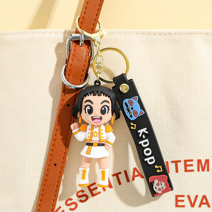 New KPOP Demon Hunters Keychain – Tiger PVC Figure, Cute Harajuku Style Key Ring for Kids & Fans