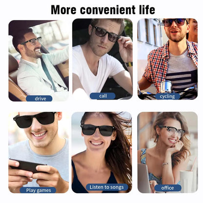 SENBONO E13 Smart Glasses – Blue Light Filtering Polarized Lenses with Audio, Built-in Mic, Speakers, Touch & Voice Assistant