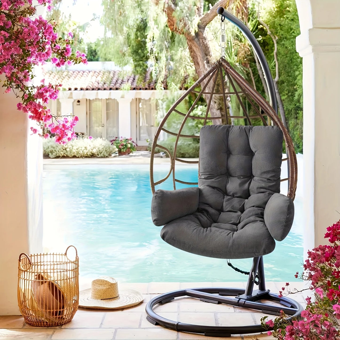 Egg-Shaped Hammock Rocking Chair Cushion – Cozy Garden & Living Room Seat Pad (Without Hanging Basket)