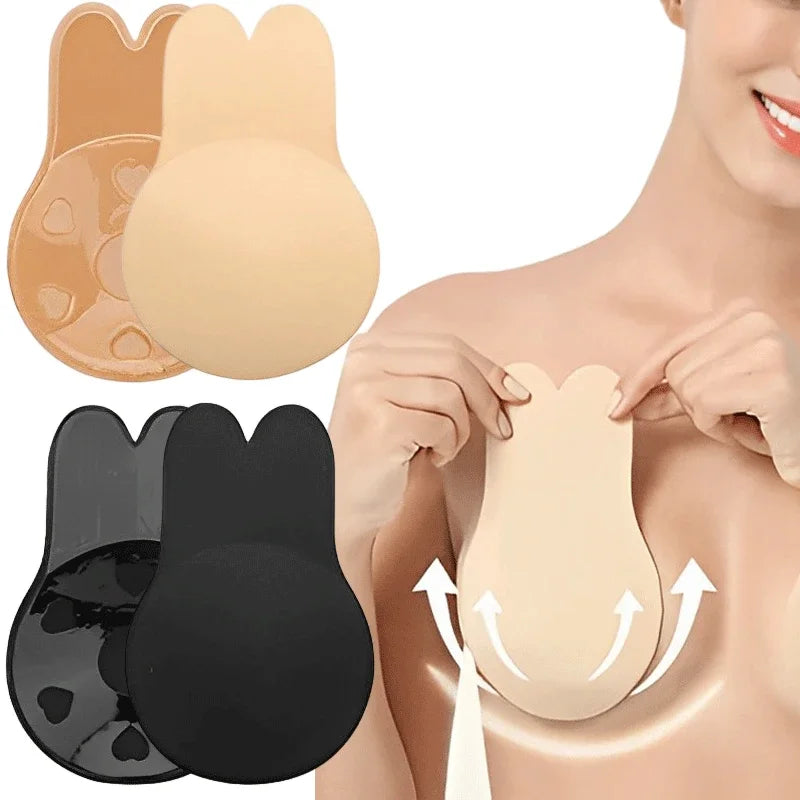 Women’s Push-Up Adhesive Bra – Strapless Silicone Bra, Reusable Breast Lift Tape & Nipple Covers