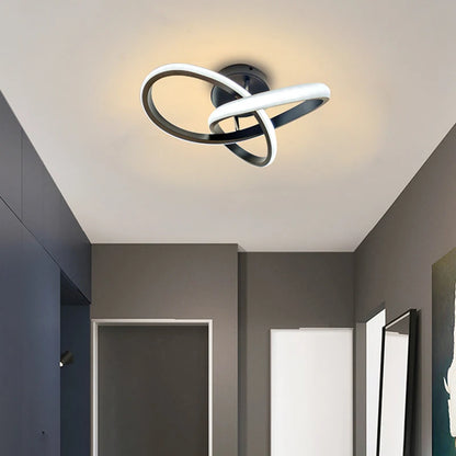 Creative Design LED Ceiling Light: Small Modern 2 Rings Fixture for Indoor Lighting in Hallway, Balcony, Aisle, Office - Lustre Illumination