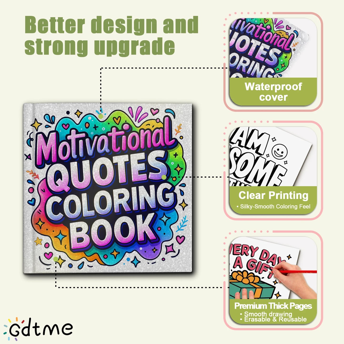 Motivational Quotes Coloring Book for Adults & Teens - Cute Cozy Daily Activities for Relaxation