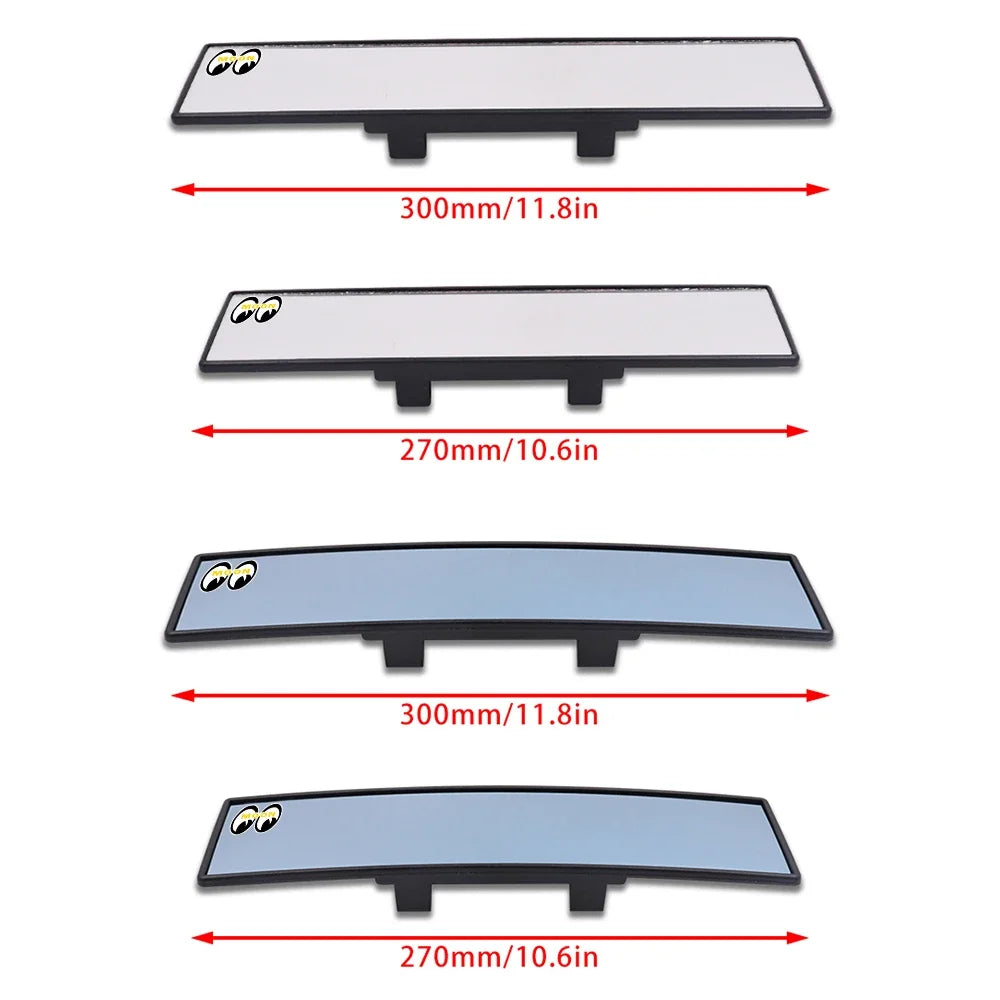 JDM Panoramic 300mm Rearview Mirror - Broadway Style Wide Angle Mooneyes Yellow Car Interior Mirror