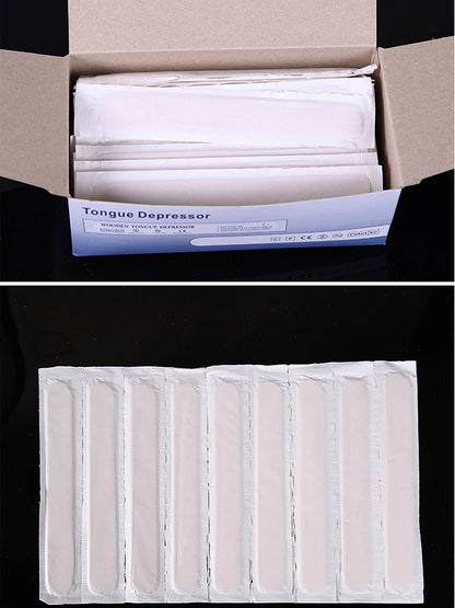 50/100PCS Disposable Tattoo Waxing Sticks - Wooden Tongue Depressor with Independent Sterilization Package