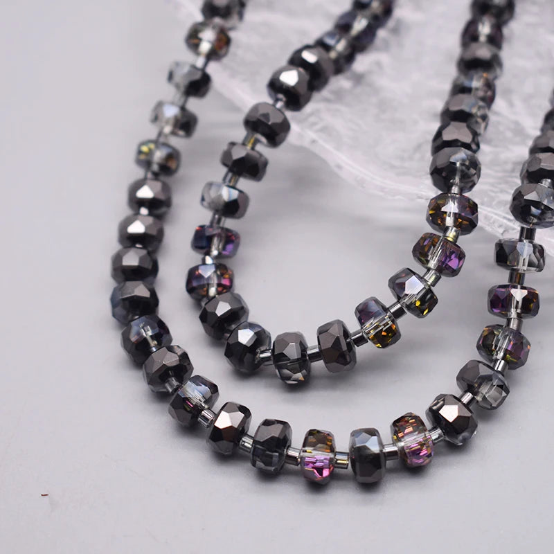 8mm Crystal Glass Beads Set - 30PCS Color Wheel Faceted Round Loose Beads for DIY Jewelry Making & Bracelets