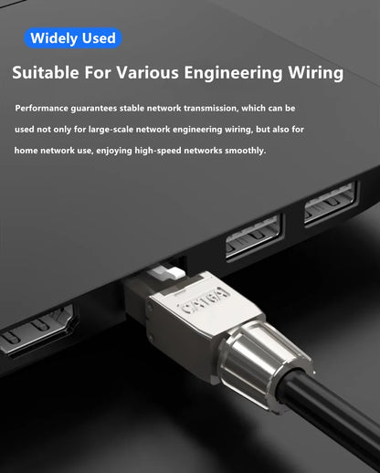 Cat6A/Cat7 RJ45 Connector — UTP/STP Toolless Network Plug | Shielded PoE Ethernet Modular Male Adapter