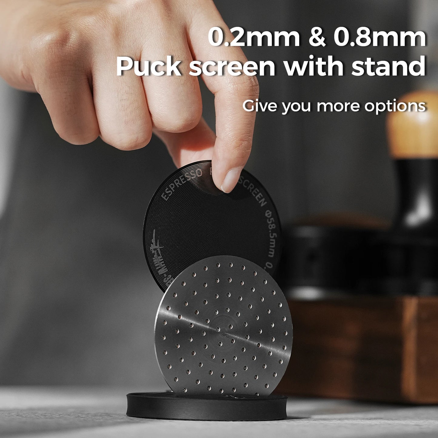 MHW-3BOMBER Espresso Puck Screen – 51/53/58.5mm Reusable Stainless Steel Coffee Filter, 0.8/0.2mm Thickness Coffee Tool